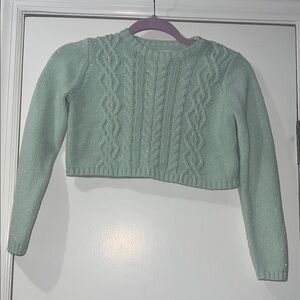 cupcakes & cashmere Light Green Cable Knit Sweater
